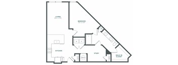 a floor plan of a unit with a bedroom and a living room