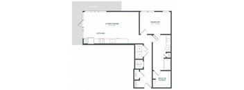a floor plan of a unit with a bedroom and a living room