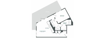 a floor plan of a house with a bedroom and a living room