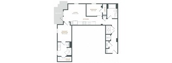 a floor plan of a unit with a bedroom and a living room