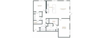 a floor plan of a house with a bedroom and a living room