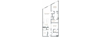 a floor plan of a small house with a bedroom and a living room