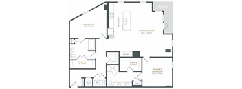 a floor plan of a house with a bedroom and a living room