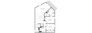 a floor plan of a unit with a bedroom and a living room