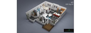 a bedroom floor plan with a living room and a dining room