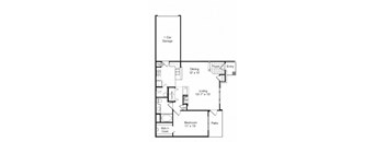a floor plan of a small house with a bedroom and a living room