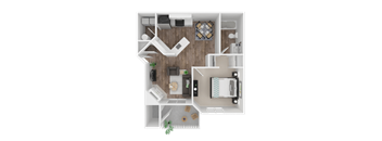 1 Bedroom Floorplan at The Arden, Oregon