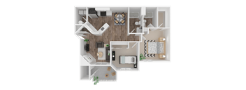 Two Bedroom Floorplan at The Arden, Gresham, 97080