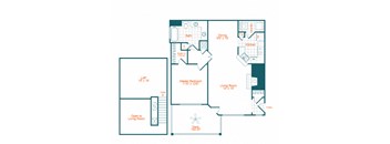 a floor plan of a bedroom floor plan with a bathroom and a living room