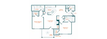 a floor plan of a bedroom floor plan with a bathroom and a living room