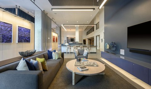 a living room with a couch and a coffee table