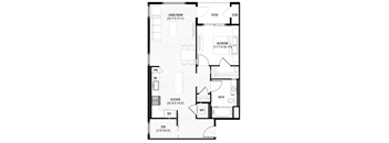 floor plan of the first floor of a small house