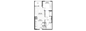 a floor plan of a small house with a garage