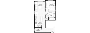 the floor plan of a small house with a garage