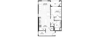 the floor plan of a small house with a garage