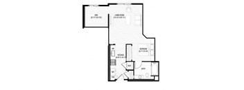 the schematic floor plan of a small house with a garage
