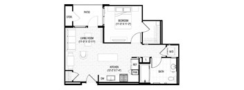 the floor plan of a small house with bedrooms and a living room