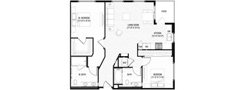 a floor plan of a small house with a bedroom and a living room