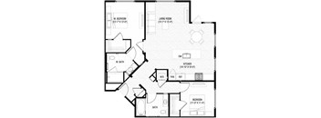a floor plan of a small house with a bedroom and a living room