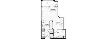the floor plan of a small house with a garage