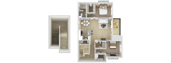 a floor plan of a home with a bedroom and a living room