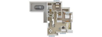 the 1121 floor plan  studio with 2 baths
