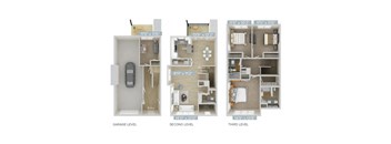 the floor plans of three different apartments