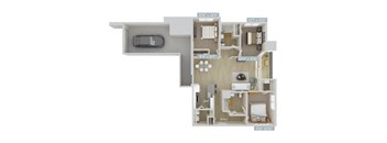 the 1120 floor plan  studio with 2 baths