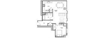 a floor plan of a house with a bedroom and a living room