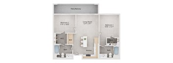 a floor plan of a room with a bathroom and a living room