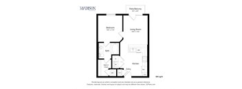 a floor plan of a unit with a bedroom and a living room