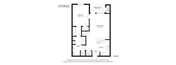 a floor plan of a unit with a bedroom and a living room