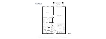 a floor plan of a unit with a bedroom and a living room