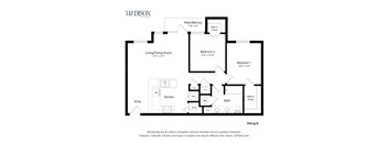 a floor plan of a unit with a bedroom and a living room