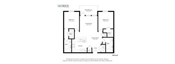 a floor plan of a unit with a bedroom and a living room