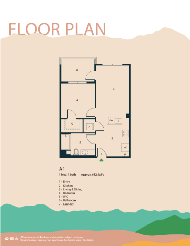 floor plan of the level 1 apartment