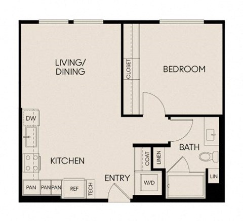 a floor plan of a small house with a kitchen and a living room