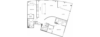 A black and white image of a floor plan for a home.