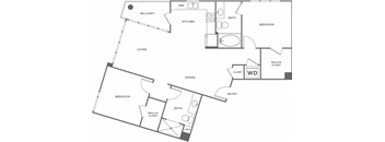 A black and white image of a house floor plan.
