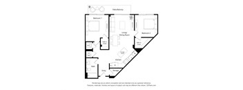 A black and white floor plan of a two bedroom apartment.