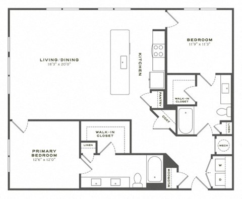 A black and white image of a house floor plan.