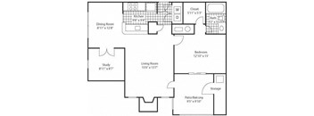 A black and white image of a floor plan for a house.