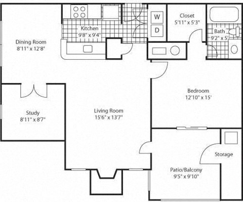 A black and white image of a floor plan for a house.