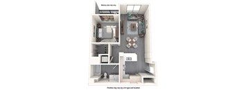 A diagram of a house layout with a balcony and a bathroom.