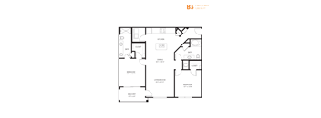 A black and white image of a floor plan for a B3 apartment.