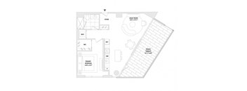 A floor plan of a house with a primary bedroom, a great room, a foyer, a private terrace, and a WC.