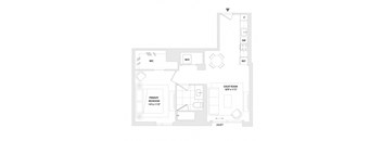 A floor plan of a house with a primary bedroom, a great room, and a jacuzzi.