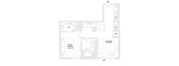 A floor plan of a house with a primary bedroom, a great room, and a jacuzzi.