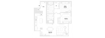 A floor plan of a house with a foyer, two bedrooms, a great room, and a WC.