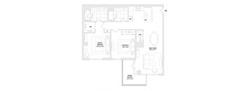 A floor plan of a house with a primary bedroom, a great room, and a private balcony.